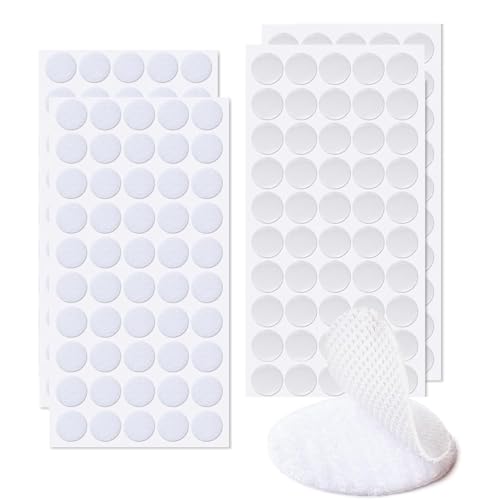 100 Pairs Self-Adhesive Hook and Loop Dots 20 mm Self Adhesive Sticky Hook and Loop Fastener Double-Sided Sticky Dots for Crafts on Paper Plastic Glass Metal (White)