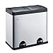 Produktbild SVITA T2X24 Edelstahl Mülleimer 48 Liter Silber 2 x 24L Treteimer Abfalleimer Mülltrennung mit Schubfächern