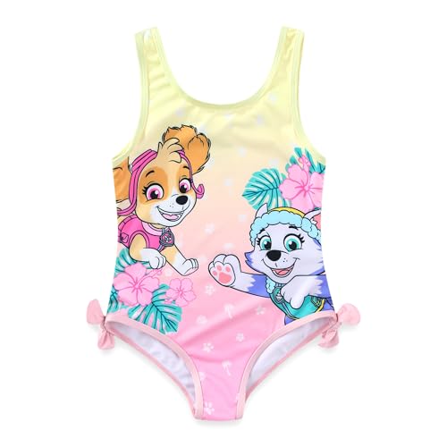 Paw Patrol Nickelodeon Skye Everest Girls Swimsuit UPF 50+ One Piece Bathing Suit for Toddler and Big Kids Yellow/Pink