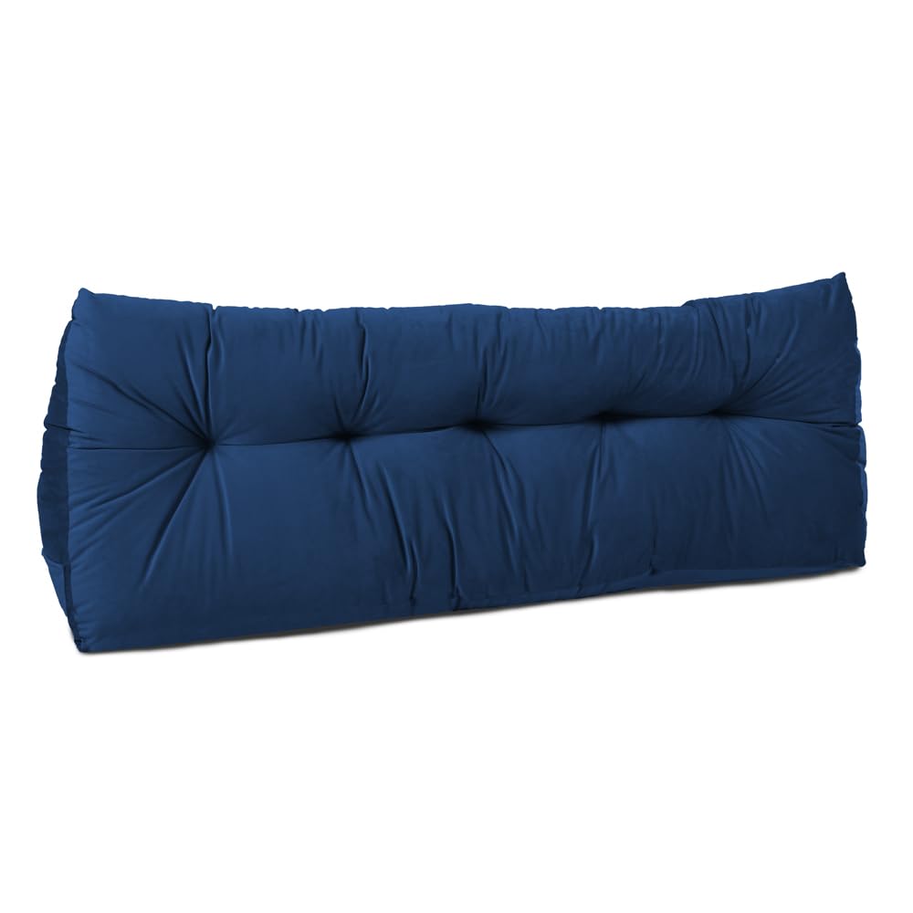 Lancashire Textiles Peacock 20 X 50 X 150Cm (King Bed) Luxury Velvet Triangular Wedge Bedroom Headboard Cushion - Headboard Bolster Support Pillow For Bed, Sofa, Chair - Made In Britain