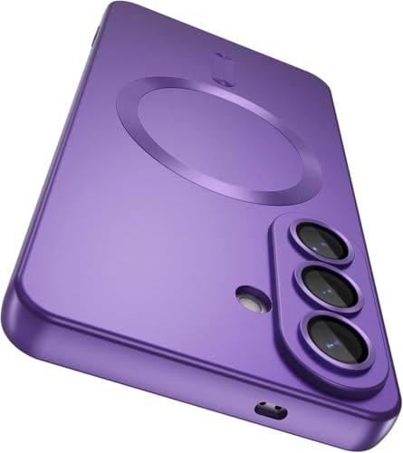 Image of DIZORO Samsung S26 Plus case Compatible with Mag Safe Matte Luxury Metallic Luster Flexible TPU Shockproof Back Cover with Camera Protector Lens - Violet