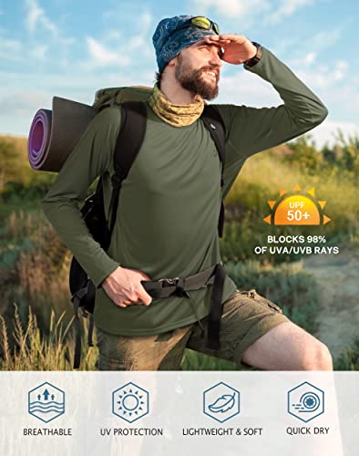 Image of Roadbox Mens UPF 50+ UV Sun Protection Shirts Outdoor Long Sleeve SPF Rash Guard for Fishing Hiking Swimming Running