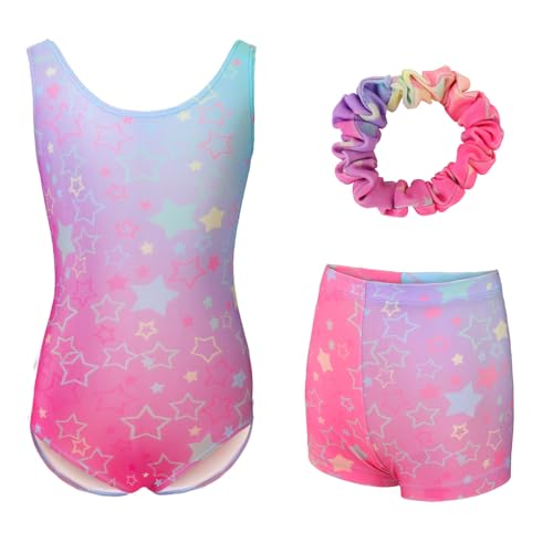 zffriction Ragazze Body Ginnastica Body Danza Ginnastica Artistica per Bambina Senza Maniche (stelle colorate, 140)