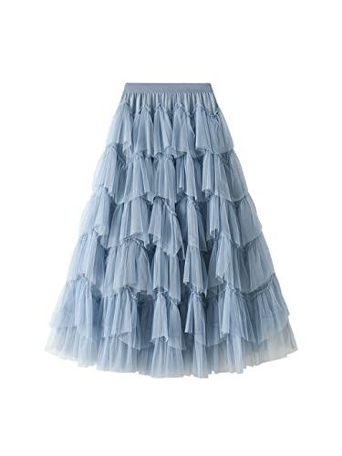 Jupe longue en tulle de qualité supérieure coupe ajustée de créateur