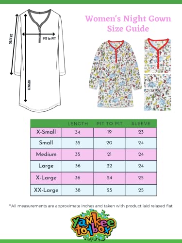 Dr. Seuss Women's Long Sleeve Henley Dorm Nightgown Sleep Dress Pajamas (Large, White) #TOP1