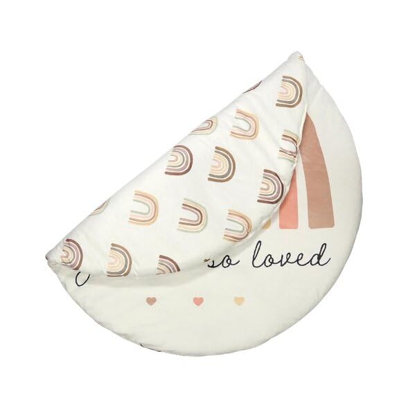 Miniatura 2 de Kate & Milo Tapete de felpa para bebé, tapete infantil con diseño de arcoíris en tono tierra, reversible, suave, portátil y lavable, tapete de