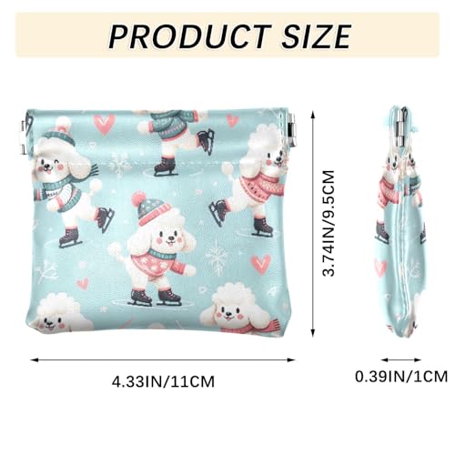 Cartoon Skating Dogs Coin Purse Leather Pouch Change Purse, Squeeze Coin Pouch for Cards, Keys & Lipsticks, Unisex3