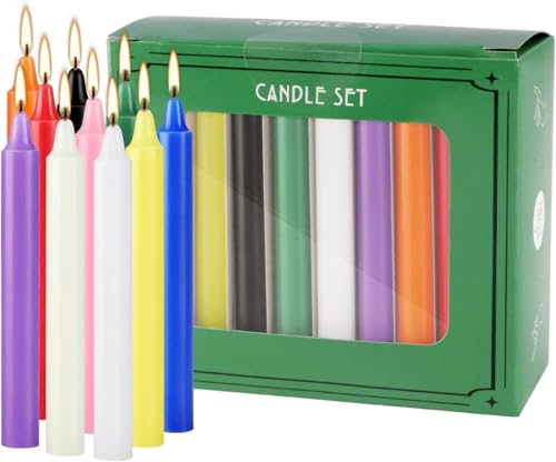 Set of 20 Multicolor & Chime – Premium Mini Taper Candles for Rituals, Prayer, Birthdays, Meditation, Altar - 4 Inch Tall, Unscented. (Multicolor, 20 (Pack of 1))