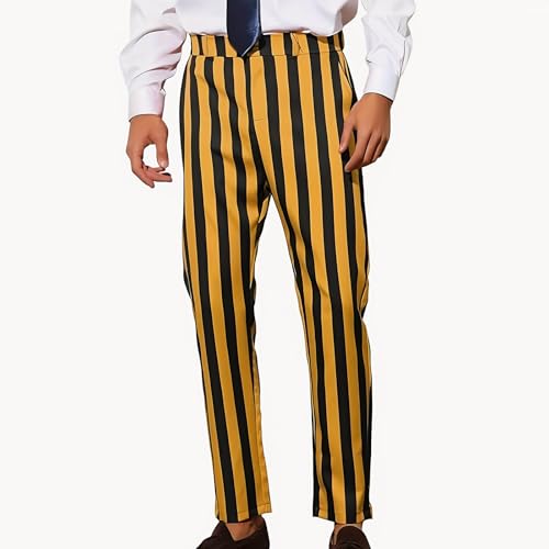 Men's Striped Dress Pants Casual Regular Fit Flat Front Business Work Prom Trousers Classic Contrast Color Suit Pants3