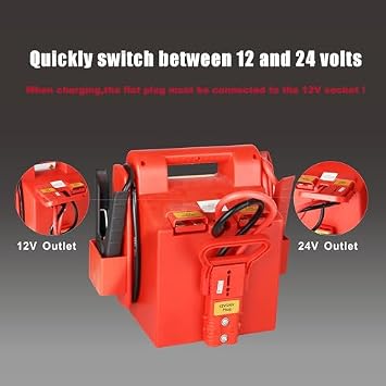 12V/24V 2800/1400 Peak Amp Heavy Duty Jump Starter & 1000A Car Battery Jump Starter with 260PSI Tire Inflator