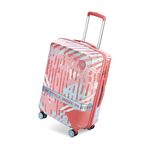 Image of Skybags Wanderlust Check-in Trolley Bag 68cm | Medium | Hard Luggage | Printed 8-Wheel Suitcase | TSA Lock with Anti-Theft Zipper | Polycarbonate | 3 Years International Warranty - Unisex (Pink-White)