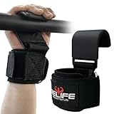 RELIFE REBUILD YOUR LIFE リフティングフック 男女兼用 (ペア)、プルアップストラップ、ジムリーパーリフティング手首グリップ、ヘビーパワーリフティング、ウェイトリフティング用リフティングフック