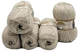 500 Gramm Ilkadim Export Strickwolle Angora gold mit 20% Wolle, 5 x 100 Gramm Strickgarn einfarbig...