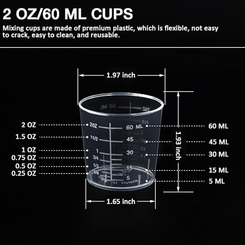 Pack de 50 vasos plásticos medidores de 2 oz miniatura 2
