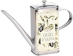 Fox Run Stainless Steel Olive Oil Dispenser With No Drip Spout, 16 Ounces | Stainless Steel Oil Dispenser Can For Cooking & Salad Making | Cute Italian Style | Decorative Olive Oil Tin With Long Spout