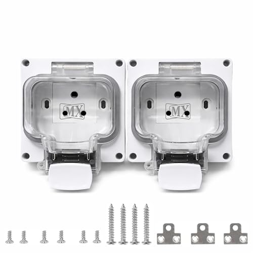 Image of MX IP66 Waterproof Outdoor Socket Box with Dual 6A Indian 3-Pin Sockets | 250V Weatherproof Dustproof Electrical Outlet | 4 Module Wall Plate with Locking System |Garden Balcony Hotel Use