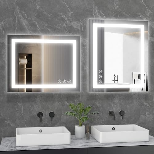 Image of NEWBULIG 24 inchx 36 inch LED Bathroom Mirror with Lights, Anti-Fog | Lighted Bathroom Vanity Mirror for Wall, Memory Function, Dimmable, Tempered Glass, Shatter-Proof