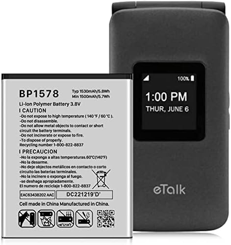 Voleset BP1578 Battery,(2023 New Version) 1530mAh Replacement Battery for Verizon Kazuna eTalk 4G LTE/Verizon Kazuna eTalk 4G KAZ-F019PP BP1578