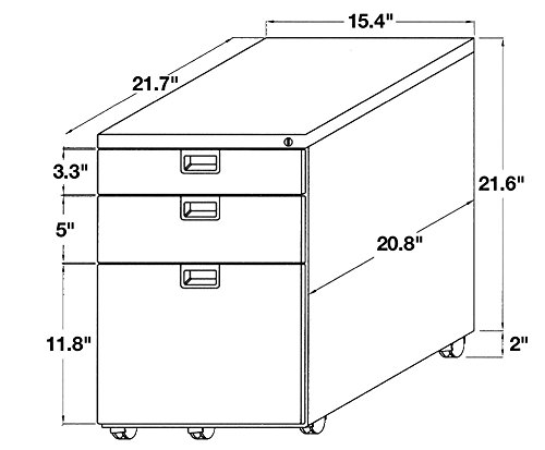 Sidekick 3-Drawer Mobile File Cabinet (Black)