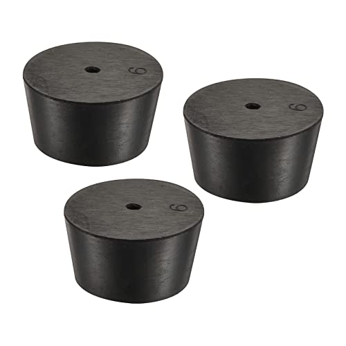 YOKIVE 3Pcs Rubber Stoppers with Hole, Tapered Plugs with High-Temperature Resistance | Protect Hole, Great for Lab Industry (Black, 37mm to 45mm)