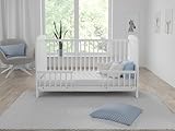Love For Sleep Lit Bebe Evolutif 70x140cm Transformable avec Barrière de Sécurité Blanc Maddox lit evolutif Bebe en Bois Lit évolutif Enfant   Baby Bed, lit Bebe Fille, garçon