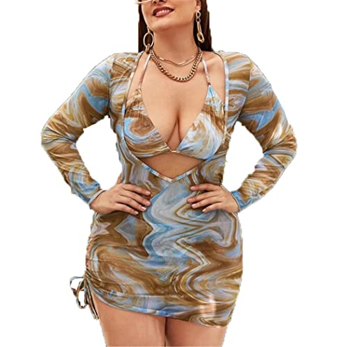 Ensembles De Maillots De Bain pour Femmes Bikinis De Grande Taille Maillots De Bain 3 Pièces Maillot De Bain Imprimé Floral String Bikini Maillots De Bain,Marron,XXL Cover