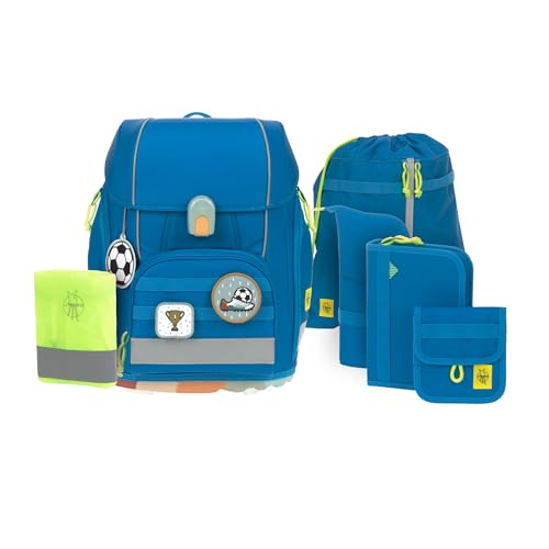 LÄSSIG 7-teiliges Schulranzen Set Kinder/School Set Boxy Unique blue