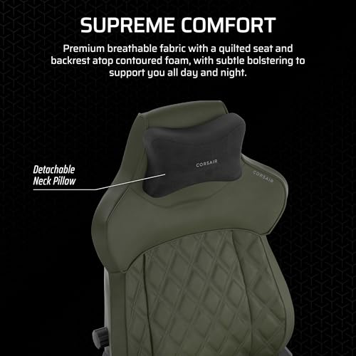 Corsair TC500 Luxe Fauteuil Gaming – Tissu Respirant de Qualité Supérieure – Sièges Larges – Accoudoirs Réglables dans Cinq Directions – Support Lombaire Réglable – Sherwood – Image 6