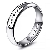 INBLUE Personalized Promise Rings Engraving Name Date Custom Rings for Women Girls Best Friend Mothe