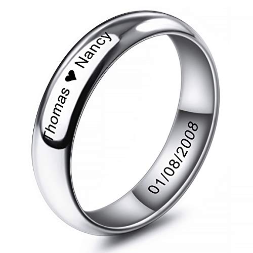 Inblue Personalized Promise Rings Engraving Name Date Custom Rings For Women Girls Best Friend Mothers Day Stainless Steel Wedding Band Ring Jewelry Valentines Gift For Her (Silver Color) #TOP10