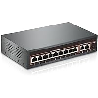 9 puertos PoE Switch con 2 Uplink, 9 puertos PoE+ 100Mbps, 120W