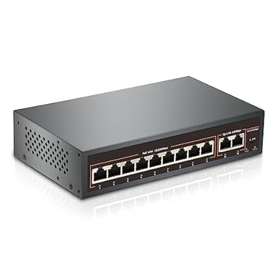 9 puertos PoE Switch con 2 Uplink, 9 puertos PoE+ 100Mbps, 120W 802.3af/at, Metal Desktop Wall Mountable, función VLAN,250 metros de extensión,Metal Fanless Plug and Play Network Switch | Ya disponible en tu tienda friki favorita! En mundofriki.es!