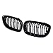 Left Right Glossy Black Dual Slat Front Bumper Kidney Grille Grill Compatible with 2003-2006 BMW E46 3-Series 2-Door Coupe Cabriolet