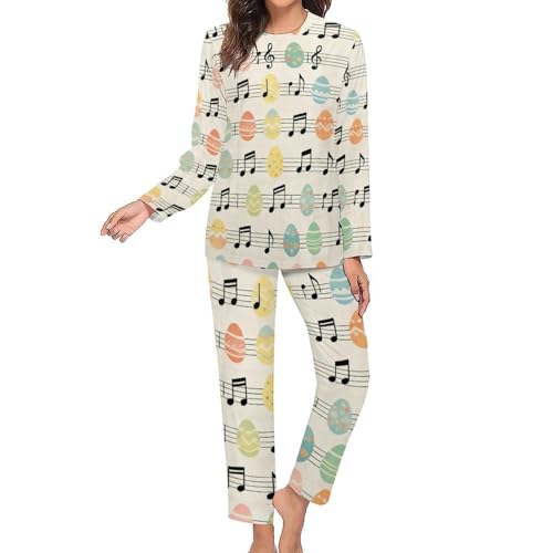 Image of Womens Pajamas Sets 2 Piece Long Sleeve Lounge Set Loose Pants Pj Sets Loungewear with Pockets