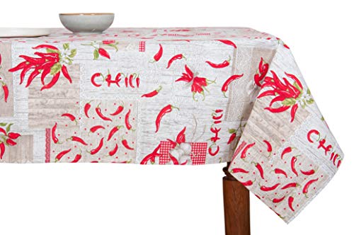 GoldenHome Nappe en coton 100 % fabriquée en Italie. Haute qualité. Housse de table pour 6 ou 12 personnes. Motif piment Cover