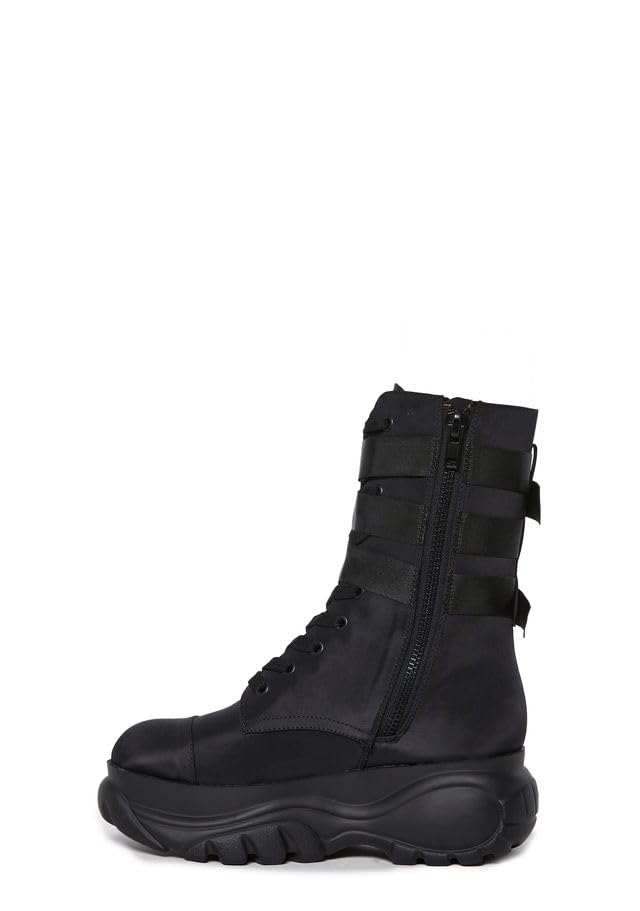 Dolls Kill Mad Hustle Pocket Combat Boots by Poster Grl – Chunky Platform Combat Boots with Zipper Pockets & Buckled Straps: 8 Black