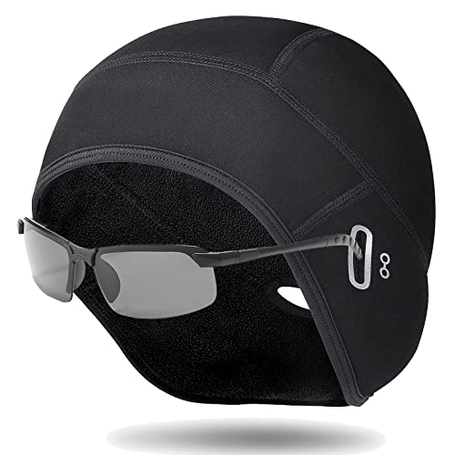 Gorro Ciclismo Invierno,Gorro De Ciclismo a Prueba De Viento Forro Cálido para Casco con Orificio para Gafas Gorro Ciclismo Bajo...