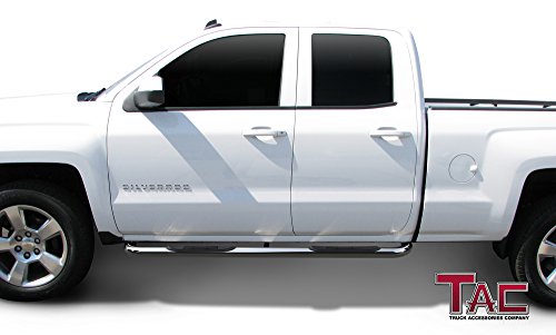 Tac Side Steps Fit Chevy Silverado/Gmc Sierra 1999-2018 1500 & 1999-2019 2500/3500 Extended/Double Cab (Exclude C/K Classic) 3" Stainless Steel Side Bars Nerf Bars Step Rails Running Boards 2 Pieces #TOP2