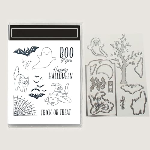 2026 New Metal Cutting Dies and Clear Stamps for DIY Handmade Halloween and Christmas Birthday Greeting Card Album Scrapbooking Embossing Making (M8522-Dies and Stamps)