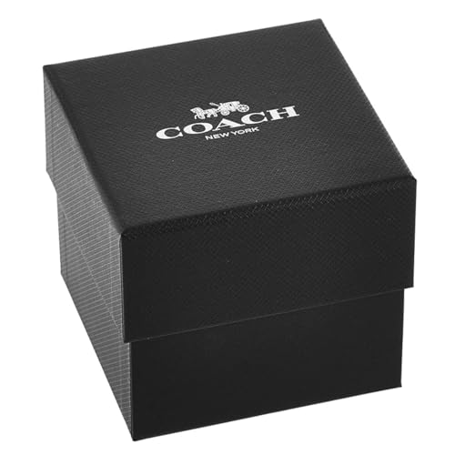 Image of Coach Cadie Qtz Basic Silver White Rectangle Dial Women's Analog Watch|Ionic Plated Rose Gold Steel & Crystals Material|Gold Color Band - 14504197