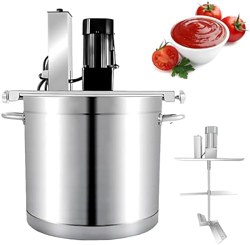 Commercial Stainless Steel Automatic Food Mixer - 4-Blade Jam Stirrer with Speed Control for Chili Sauce, Beverage, and Porridge - 20L Capacity Scraper Mixer
