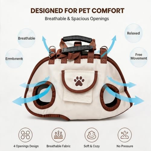 Small Dog Carrier Bag, Hands Free Pet Carrier Purse with Shoulder Strap & Leash Function, Portable Puppy Carrying Tote for Travel, Walking, Shopping and Daily Outings - Image 4