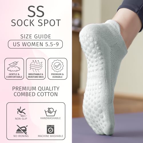 Image of 4 /6 Pairs Pilates Yoga Socks for Women | Non Slip Grip Socks | Athletic Barre Workout