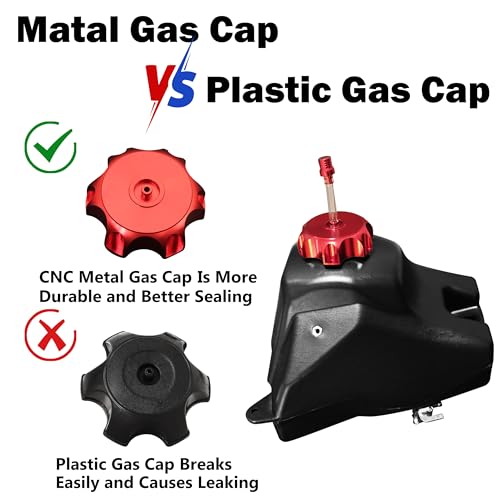 Image of Dirt Bike Gas Tank 3.5L with Aluminum Gas Cap, Fuel Filter, Petcock, for Honda CRF50, Kayo TS90, Pitster Pro XJR110, SSR 70cc, SSR 110, SSR 125 and 50cc-125cc Chinese Pit Bike Parts (Red Cap)