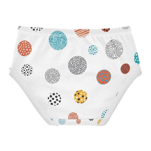 Toddler Girl Briefs, Colorful Circles Stripes Cotton Girls Underwear, 2–8 Years2