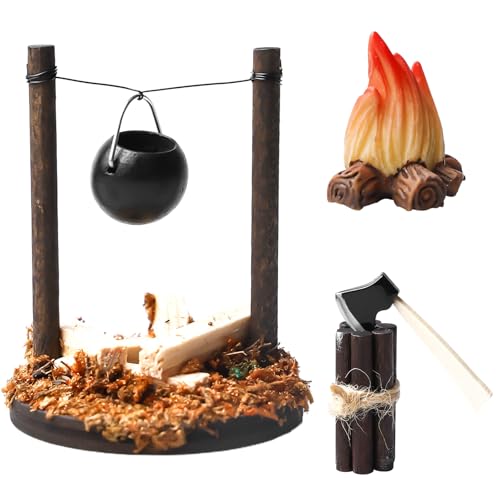 Lagerfeuer Wichtel Zubehör Weihnachten, Miniatur Lagerfeuer Deko Set,...