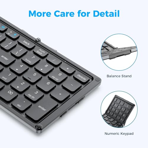 Iclever Portable Keyboard, Bk09 Foldable Bluetooth Keyboard With Number Pad For Travel And Business Trip thumb #6