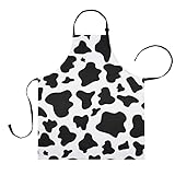 ASPMIZ Cow Print Apron for Women Men, Black White Cow Pattern Apron with Adjustable Neck Strap for...