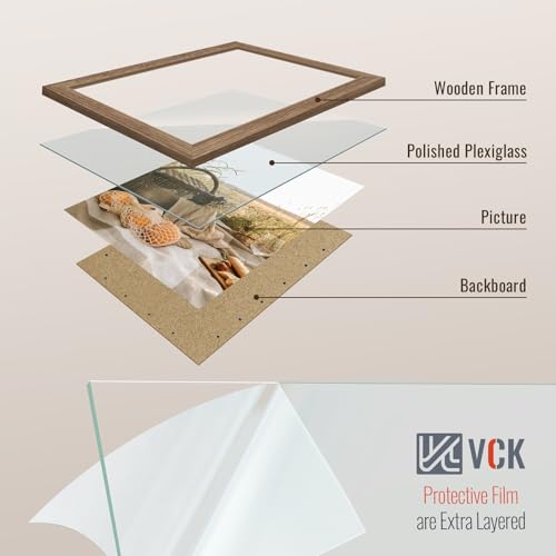 Image of VCK 14x22 Frames 3 Pack, Walnut Poster Frame MDF Wood with Polished Plexiglass, Wall Mounting Horizontal & Vertical Display