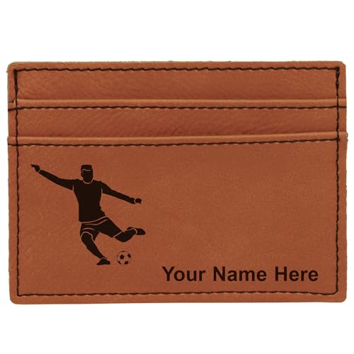 LaserGram MCW Money Clip Wallet, Soccer Player Man, Personalized Engraving Included (Dark Brown)